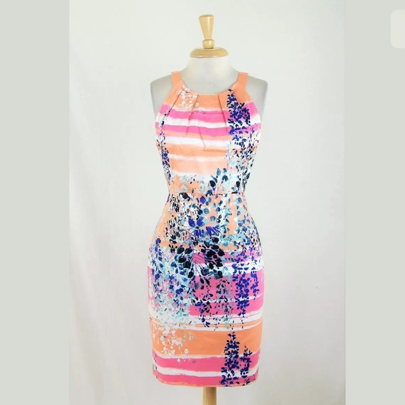 Calvin Klein Dresses & Skirts - Calvin Klein Sherbet Floral Stripe Sheath Dress 6